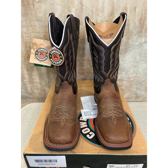 Laredo Montana 7800 Men\'s Western Cowboy Boot Sand Chocolate Leather 9.5 EW Wide main image 13